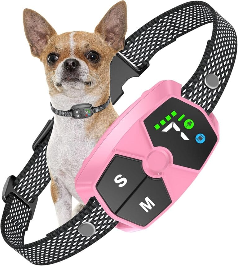 Dog Bark Collar, JeaTone Bark Collar for Large Medium Small Dogs, Rechargeable Smart AI Barking Collar with 7-Level Sensitivity, 4 Training Modes, Waterproof, Pink