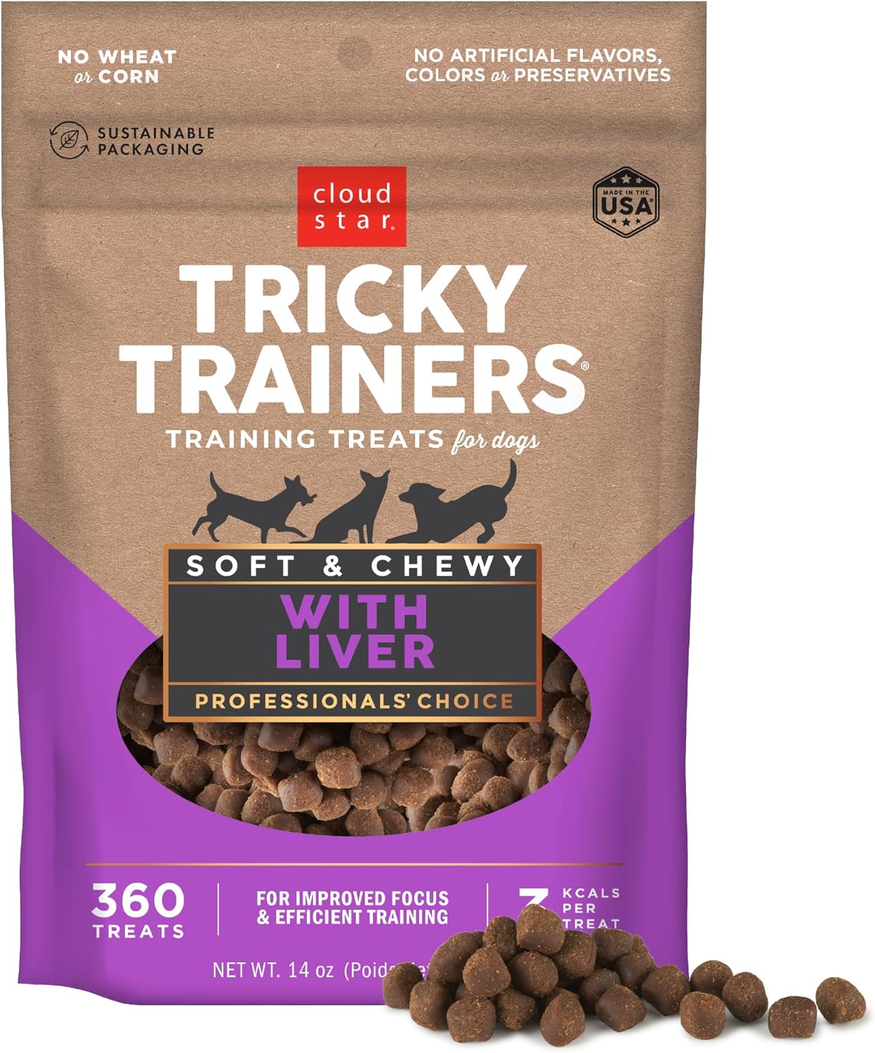 Cloud Star Tricky Trainers Soft & Chewy Dog Treats, Liver, 14 oz. Pouch Cloud Star Tricky Trainers Soft & Chewy Dog Treats, Liver, 14 oz. Pouch