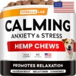 Advanced Calming Chews for Dogs - Hemp Chews and Melatonin - Anxiety Relief - Sleep Aid - Relaxing Treats - Stress Relief During Fireworks, Storms, Thunder, Barking - Made in USA - BBQ - 60ct