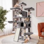 SHA CERLIN 68 Inches Multi-Level Large Cat Tree for Large Kitties/Big Cat Tower with Condo/Cozy Plush Pussycat Perches/Sisal Scratching Posts and Hammocks/Activity Center/Grey