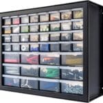 IRIS USA Screw Tool Organizer Small Parts Cabinet, 44-Drawer, Electronics Hardware Nuts and Bolts Plastic Storage Drawers Garage Storage, Stackable Bead Craft Organizer Building Bricks Sorter, Black