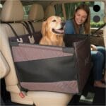 Premium Dog Car Seat & Back Seat  Waterproof & Non-Slip Travel Hammock with Storage Pockets | Secure & Comfortable Pet Seat Cover for Large & Medium Dogs  Fits Cars, SUVs & Trucks (Brown)