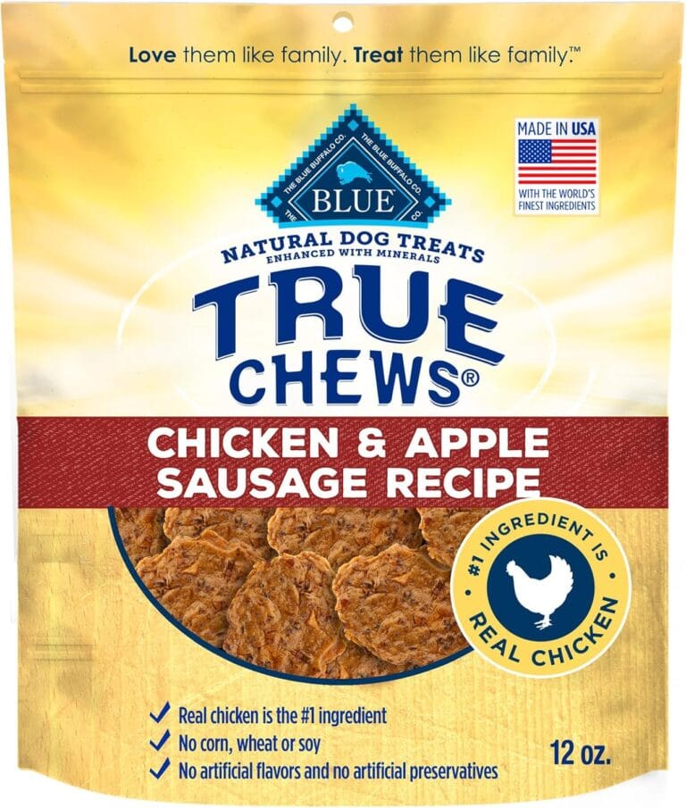 Blue Buffalo True Chews Dog Treats, Made in the USA with Natural Ingredients, Chicken and Apple Sausage Recipe, 12-oz Bag