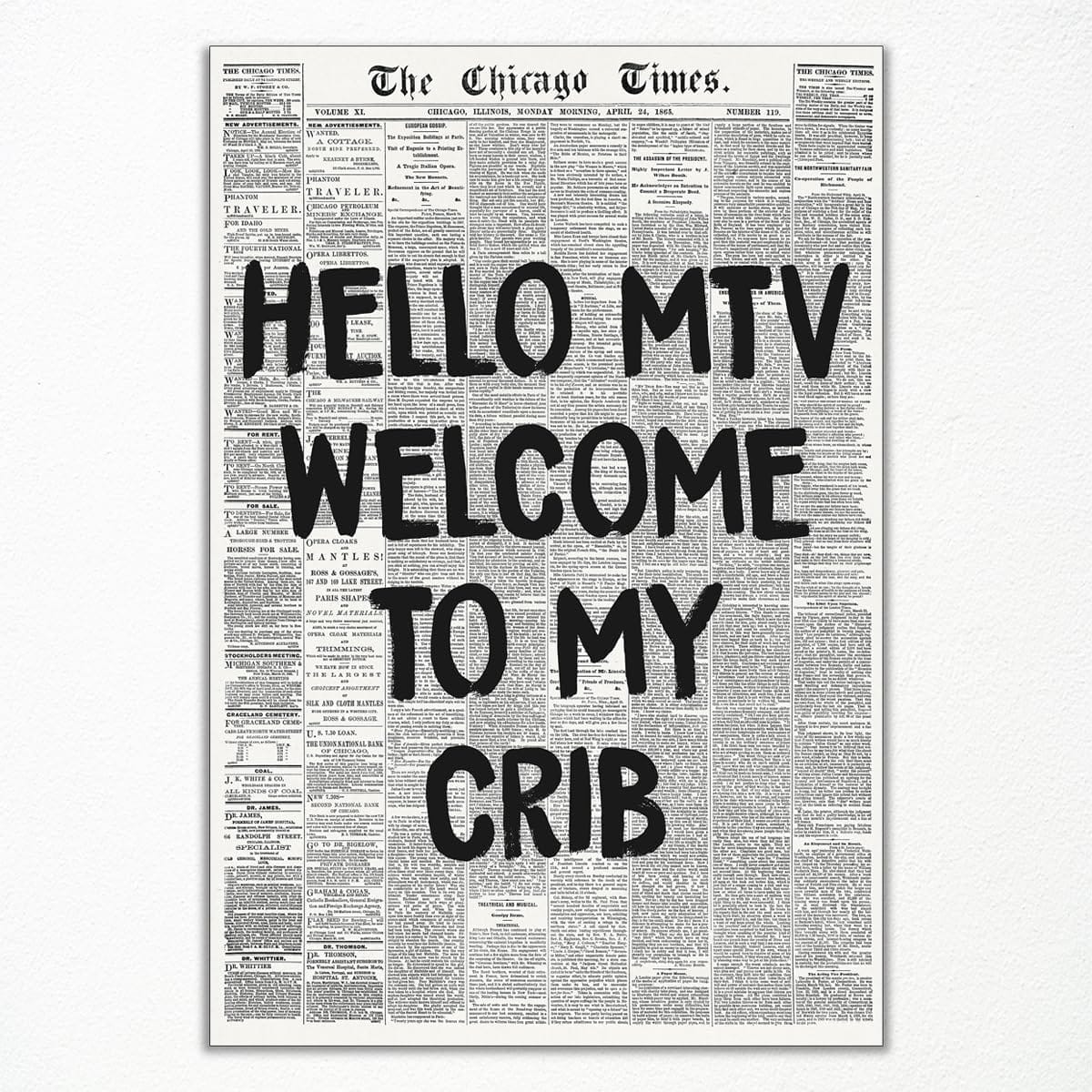 Mifyuibytr Hi MTV, Welcome To My Crib Newspaper Canvas Wall Art, Vintage Black And White News Poster, Trendy 70's Room Aesthetic Poster For Wall, Typography Print Art For Bedroom 12x16in Unframed mifyuibytr Hi MTV, Welcome To My Crib Newspaper Canvas Wall Art, Vintage Black and White News Poster, Trendy 70's Room Aesthetic Poster for Wall, Typography Print Art for Bedroom 12x16in Unframed
