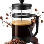 Utopia Kitchen 34 Ounce 1 Liter French Press Coffee Maker, Tea Maker, Travel Coffee Presses, Heat Resistant Thickened Borosilicate Coffee Pot for Camping Travel Gifts, Black Pack of 1