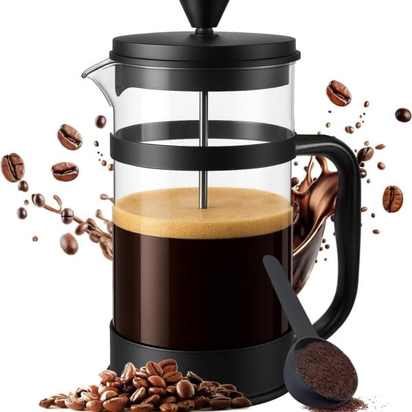 Utopia Kitchen 34 Ounce 1 Liter French Press Coffee Maker, Tea Maker, Travel Coffee Presses, Heat Resistant Thickened Borosilicate Coffee Pot for Camping Travel Gifts, Black Pack of 1
