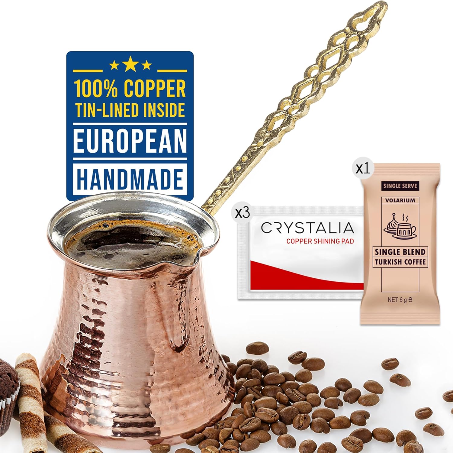 Volarium Turkish Coffee Pot, Greek Arabic Coffee Maker, Hammered Copper Coffee Cezve, Stove Top Coffee Maker (Large) Volarium Turkish Coffee Pot, Greek Arabic Coffee Maker, Hammered Copper Coffee Cezve, Stove Top Coffee Maker (Large)
