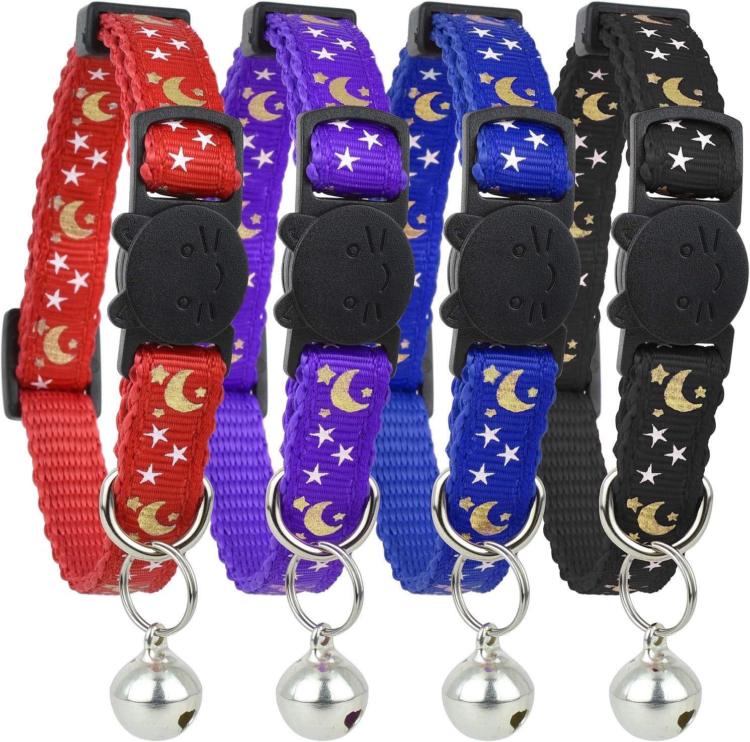 Cat Collar Stars And Moon, 4 Pack, Reflective With Bell, Solid & Safe Collars For Cats, Nylon, Kitty Collars, Pet Collar, Breakaway Cat Collar Cat Collar Stars and Moon, 4-Pack, Reflective with Bell, Solid & Safe Collars for Cats, Nylon, Kitty Collars, Pet Collar, Breakaway Cat Collar