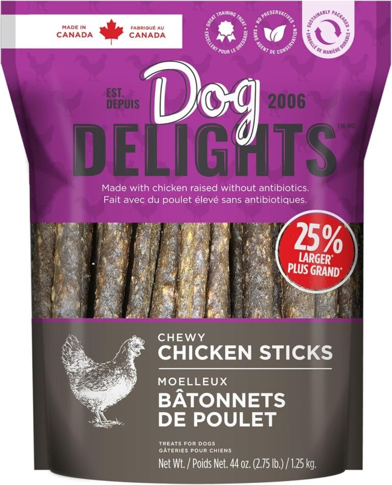 Dog Delights Chewy Chicken Sticks Dog Treats - 1.25 kg (2.7 lb) - Wholesome and Delicious Rewards for Your Furry Friend - Made in Canada