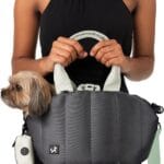 Sytopia Small Dog Carrier Purse, Portable Pet Carrier Tote Carrier with Pockets, Adjustable Safety Leash, Waterproof Dog Travel Bag, Travel Pets Purse up to 4 Lbs, Dark Grey