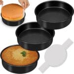 8 Inch Cake Pan Set of 3, Nonstick Baking Pans Set with 100PCS Pre-cut Parchment Paper for Layer Cakes, Durable Round Cake Pans Sets for Baking for Birthday Christmas, Dishwasher Safe