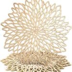 Juvale Gold Placemats - 14.4-Inch Round Vinyl with Leaf Design, Pack of 10 - Table Chargers for Dinner Table Decor