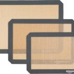 Amazon Basics Rectangular Silicone, Non-Stick, Food Safe Baking Mat, 9"x13", 9.9"x14.8", and 16.5"x11.6", Beige/Gray, Pack of 3