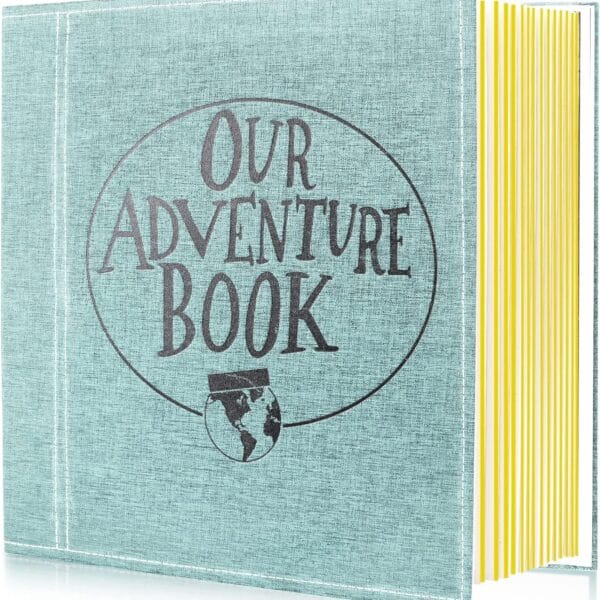 Self Adhesive Page Photo Album, Our Adventure Book Linen Cover Wedding Anniversary Graduation Family Travel Photo Albums Holds 3X5, 4X6, 6X8, 8X10 Photos (Light Green)