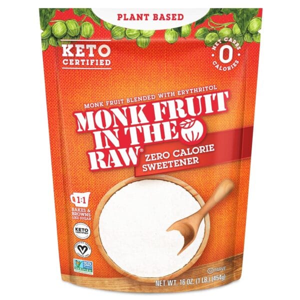 MONK FRUIT IN THE RAW, 16 oz Baker's Bag, Pack of 1, Natural Monk Fruit Sweetener w/ Erythritol, Sugar-Free