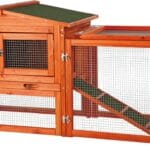 TRIXIE natura Outdoor Rabbit Hutch with Run - Small Elevated Rabbit Cage with Non-Slip Ramp - Small Animal House with Large Playpen, Hinged Roof & Pull-Out Tray - in Natural