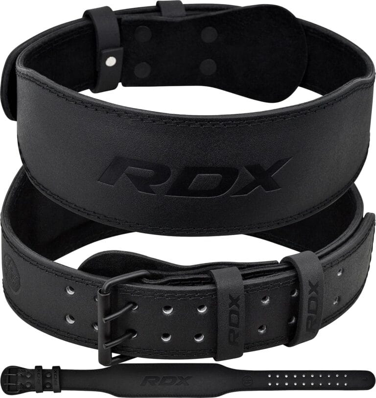 RDX Weight Lifting Belt Gym Fitness, Cowhide Leather, 4 6 Padded Lumbar Back Support, 10 Adjustable Holes, Weightlifting Powerlifting Bodybuilding Deadlift Squat Workout Strength Training, Men Women