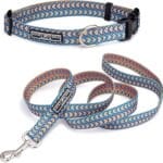 Lucky Love Dog, Bold Matching Dog Collar and Leash Set, Soft & Adjustable, Geometric Pattern Collar and Leash for Male Female Dogs - (Medium, Murphy Combo)