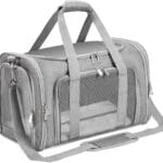 Soft-Sided Cat/Dog/Pet Carrier, Collapsible Pets Travel Carriers for Big Cats/Small Dogs with Shoulder Strap & Removable Mat, Mesh Puppy Carry Bag, Up to 16 Lbs, TSA Airline Approved(Gray)