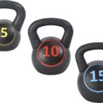 Fitvids Wide Grip 3-Piece Kettlebell Exercise Fitness Weight Set, Include 5 lbs, 10 lbs, 15 lbs and 20 lbs, Set of 3 or Set of 4