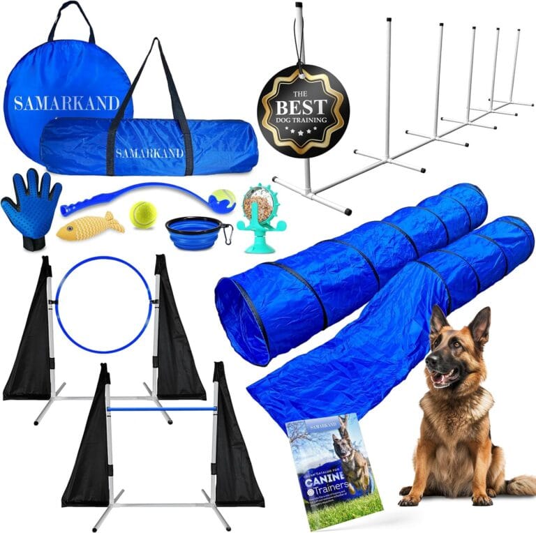 Dog Agility Course Backyard Set, Including Dog Tunnel Bags for Agility Dog Jumps and All Toys - Professional Dog Agility Equipment Range - Dog Training Course Equipment, Dog Obstacle Course Backyard