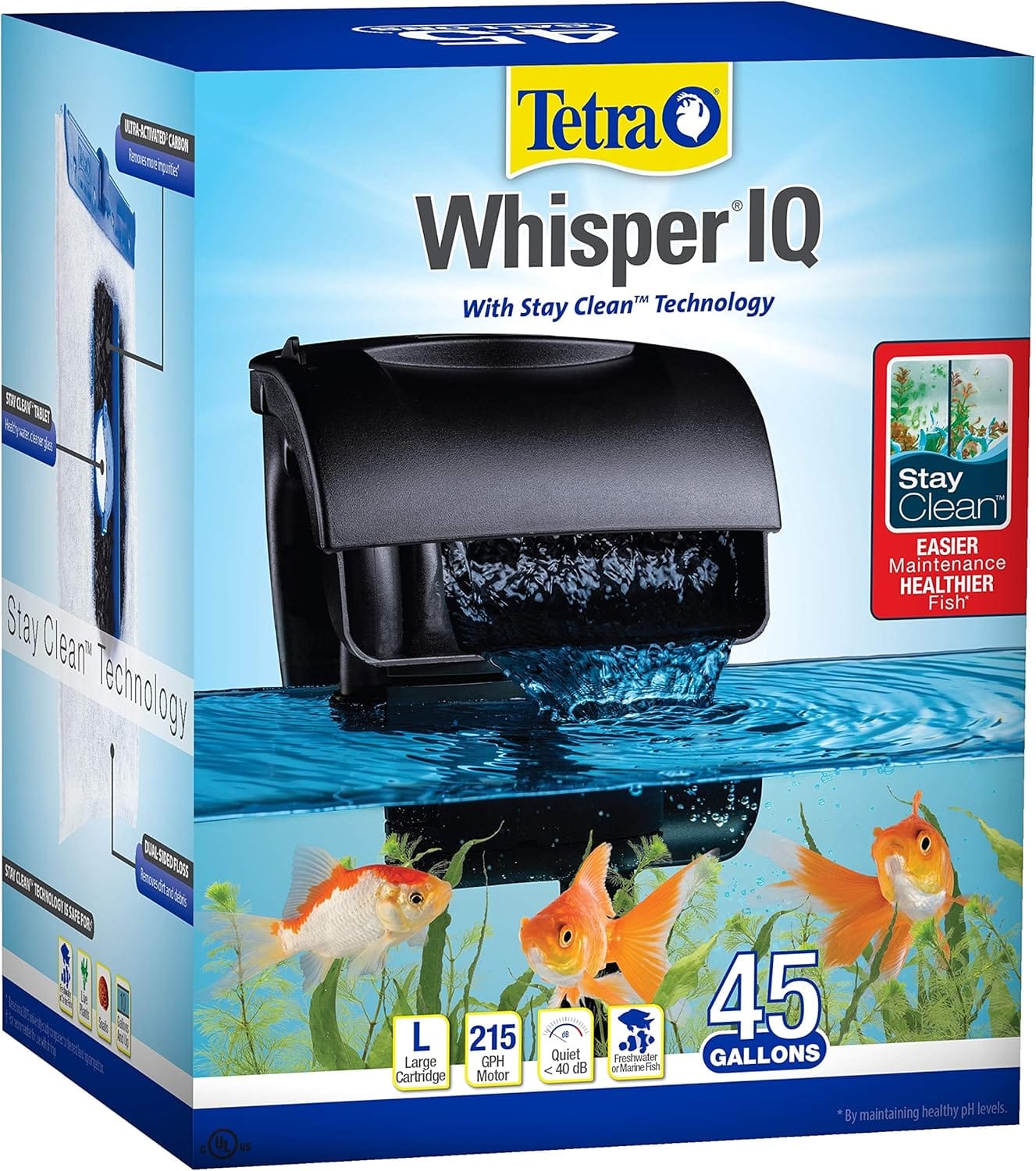 Tetra Whisper IQ Power Filter 45 Gallons, 215 GPH, With Stay Clean Technology Tetra Whisper IQ Power Filter 45 Gallons, 215 GPH, With Stay Clean Technology