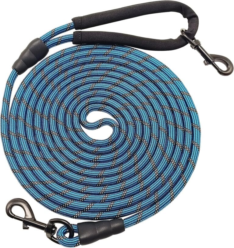 BTINESFUL Long Dog Leash, 10/15/20/30/50FT Dog Training Leash with Soft Handle, Reflective Heavy Duty Rope Dog Lead for Medium Large Dogs Outside Play, Camping (3/8" x 10ft, Blue)