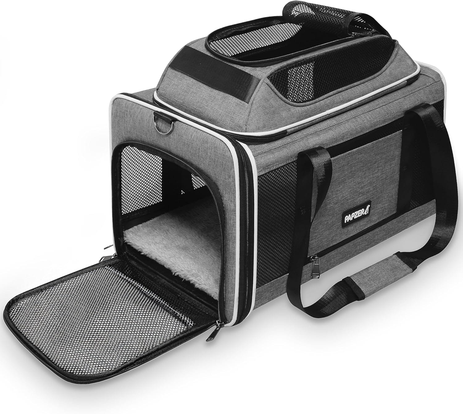 Cat Carrier Top Expandable 18x11x11, United Delta American Airline Approved Dog Carrier, Soft Sided Pet Carry Bag Under Seat In Cabin, Puppy Airplane Travel Crate TSA Plane Kitten Cage Grey Cat Carrier Top-Expandable 18x11x11, United Delta American Airline Approved Dog Carrier, Soft-Sided Pet Carry Bag Under-Seat in Cabin, Puppy Airplane Travel Crate TSA Plane Kitten Cage Grey