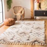 SAFAVIEH Moroccan Tassel Shag Collection Area Rug - 5'3" x 7'6", Ivory & Brown, Boho Design, Non-Shedding & Easy Care, 2-inch Thick Ideal for High Traffic Areas in Living Room, Bedroom (MTS688A)