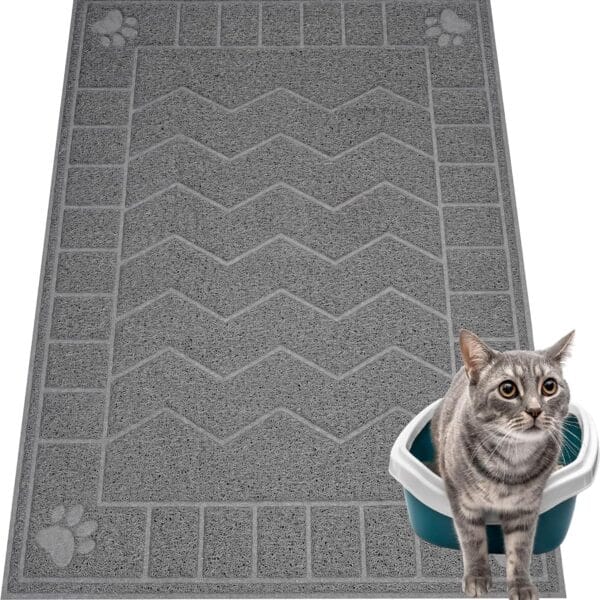 Cat Litter Box Mat, 35" x 24" Large Kitty Litter Trapping Mat Keep Floor Clean, Litter Box Mat Scatter Control, Waterproof, Easy to Clean, Durable Large Size Litter Mats for Floor