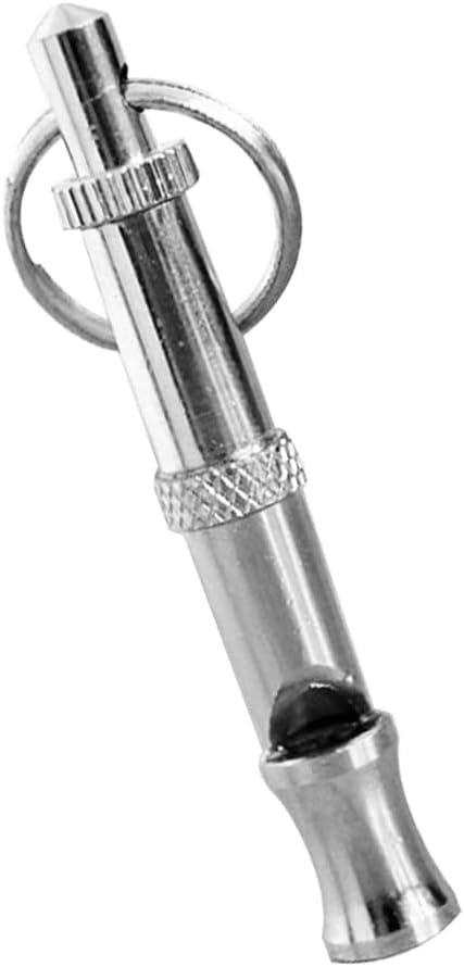 Silver Pets Whistle Adjustable Pet Training Sound Control Stainless Steel Puppy Bark Whistles with Suspendable Key Chain Dogs Training and Behavior Aids