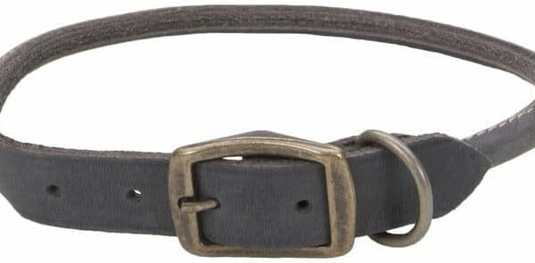 Coastal Pet - Circle T - Rustic Leather Round Dog Collar, Slate Grey, 1" x 22"