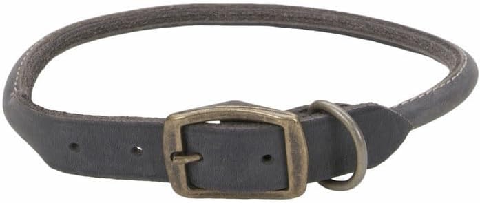 Coastal Pet - Circle T - Rustic Leather Round Dog Collar, Slate Grey, 1" x 22"