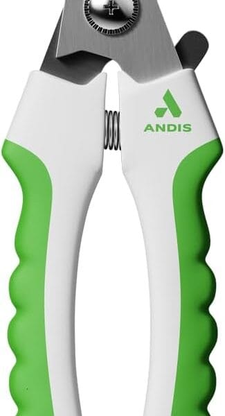 Andis 68575 Animal Nail Cutter for Small Breeds - Stainless Steel Blades with Sharp Efficiency - Designed for Repeated Use & Recommended by Pet Trainers  Medium Size & White/Green