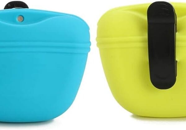 RoyalCare Silicone Dog Treat Pouch-Small Training Bag-Portable Dog Treat Bag for Leash with Magnetic Closure and Waist Clip airtight sealed - 2pieces [US Design Patent]