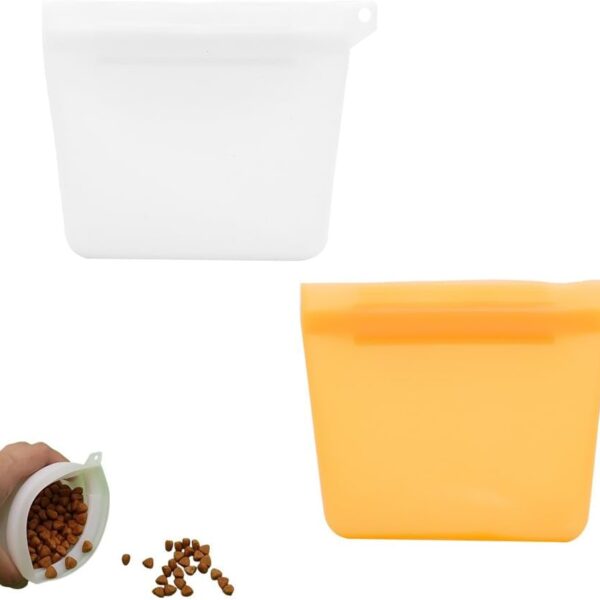 2 Pack Dog Treat Pouch Mini Training Bag with Closure Seal Clip 4oz Silicone Waterproof Pouches Carrier Dispenser for Puppy Small Dogs Pet Snack Leash Attachement