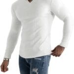 Muscle Cmdr Men's Henley Long&Short Sleeve T-Shirt Slim Fit V Neck Shirts Stretch Tee Casual Underwear Athletic Medium Weight