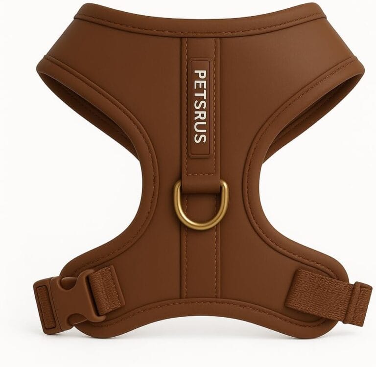 Premium No Pull Adjustable Dog Harness Neoprene Luxury Breathable Lightweight Small Medium Dogs Comfortable Puppy Training Vest 2 Leash Clips Walking & Control (Bronze Brown Gold, S)