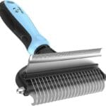 Dog Brush for Shedding & Cat Brushes for Indoor Cats - Double Coat Dog Brushes for Grooming - Hair Remover Pet Grooming Tools - 2 in 1 Deshedding Brush & Undercoat Rake for Dogs - Defur Comb Cleaner