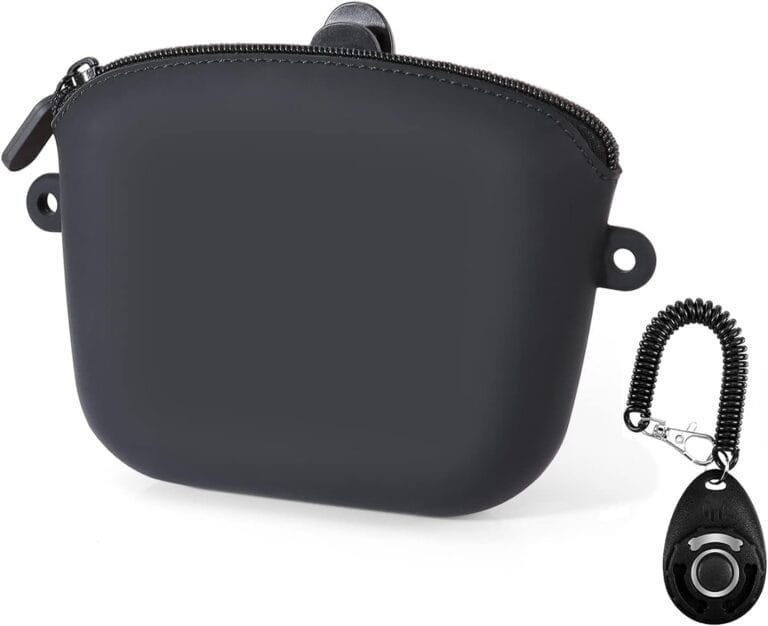 Dog Training Treat Pouch with Clip, Portable Waterproof Puppy Treat Bag and Training Clicker, L