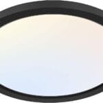 hykolity 12 Inch Selectable CCT LED Round Flat Panel Light, 24W 3000K/4000K/5000K, Edge-Lit Flush Mount Ceiling Light Fixture for Kitchen, Bedroom, Laundry and Closet RoomBlack