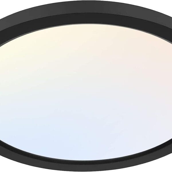 hykolity 12 Inch Selectable CCT LED Round Flat Panel Light, 24W 3000K/4000K/5000K, Edge-Lit Flush Mount Ceiling Light Fixture for Kitchen, Bedroom, Laundry and Closet RoomBlack