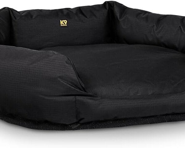 K9 Ballistics Tough Ripstop Oval Bolster Dog Bed, Calming Round Den Shape, Scratch Resistant, Machine Washable - Small, Black Ripstop