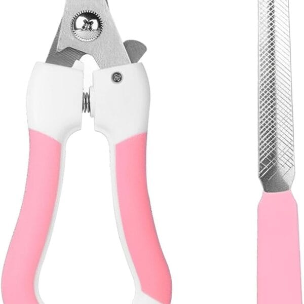 Cat Nail Clippers for Beginners and Groomers - Durable pet trimmer - Supplies with Safety Guard, Avoid Overcutting - Grooming Tool for Small Animals Tiny Dog Indoor Cat Bunny Rabbit Bird Kitten (Pink)