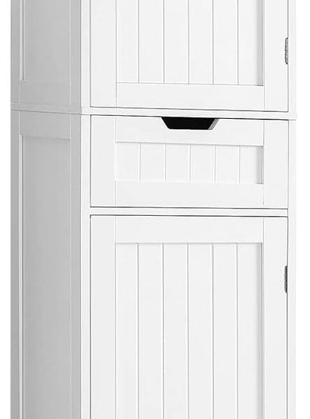 Iwell 67" Tall Bathroom Cabinet, Storage Cabinet with 2 Doors & 1 Drawer, Bathroom Storage Cabinets with Adjustable Shelves, for Living Room, Entryway, Home Office, White