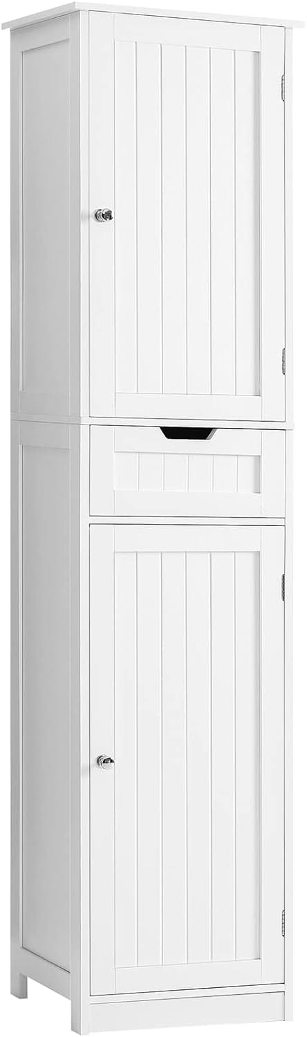 Iwell 67" Tall Bathroom Cabinet, Storage Cabinet with 2 Doors & 1 Drawer, Bathroom Storage Cabinets with Adjustable Shelves, for Living Room, Entryway, Home Office, White