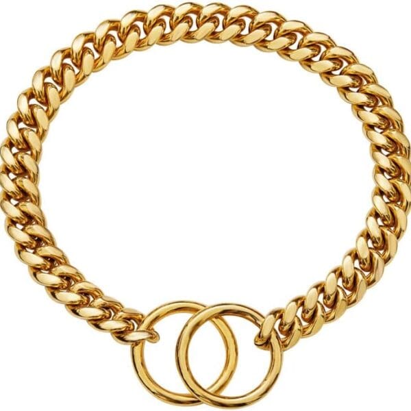 18K Gold Chain Dog Collar 10MM Cuban Link Chain Stainless Steel Metal Links Walking Training Collar Choker for Small Medium Large Dogs 12in to 26in (22(Neck Fits 18"))