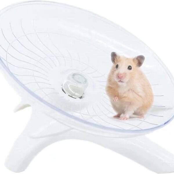 Hamster Flying Saucer Silent Running Exercise Wheel for Hamsters, Gerbils, Mice,Hedgehog and Other Small Pets Silent Running Wheel Hamster Wheel (White)