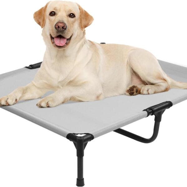Elevated Dog Bed 42 Inch - Breathable Raised Pet Bed for Large Dogs, Waterproof Dog Cot Bed Easy to Assemble, Durable Portable Pet Cot with Non-Slip Feet, Grey