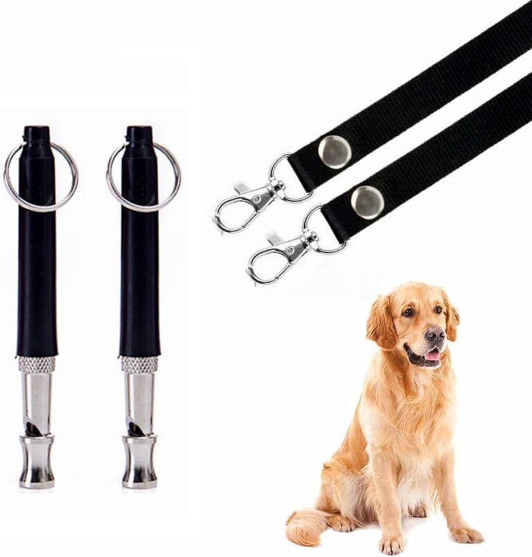 Dog Whistle to Stop Barking, Adjustable Pitch Ultrasonic Training Tool Silent Bark Control for Dogs-2 Free Lanyard Strap with Pack of 2 PCS Pet Whistle